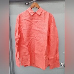 Elie Tahari orange linen shirt